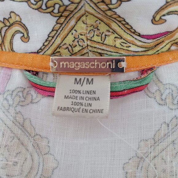 Magaschoni | Kimono Paisley Scarf Print 100% Linen NWT Size Medium - Picture 8 of 11